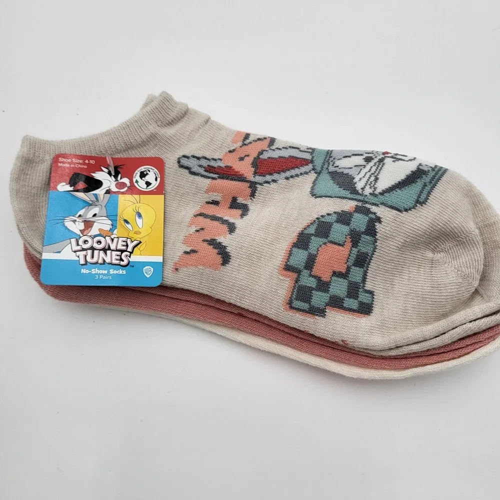 Peanuts Snoopy‎ & Looney Tunes 3 Pair Women's Shoe Size 4-10 No-Show Socks